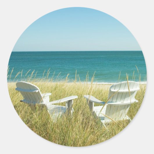Sticker Rond Chaises Adirondack dans les Dunes (Devant)
