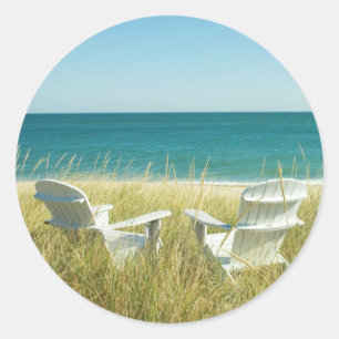 Sticker Rond Chaises d'Adirondack dans les dunes