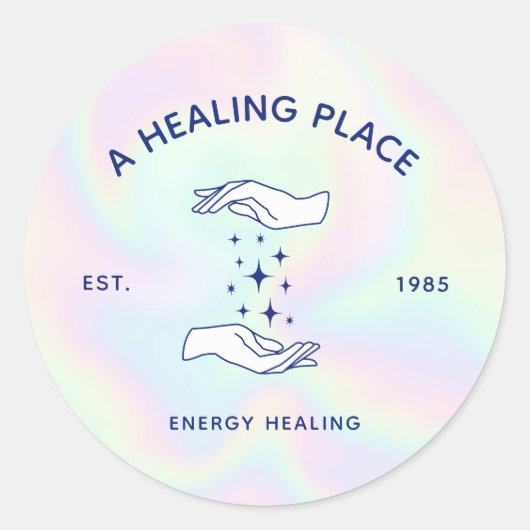 Sticker Rond Chakra Healer Reiki Praticien Mains (Devant)