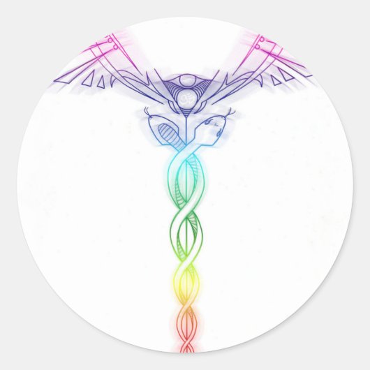 Sticker Rond Chakra Rainbow Caduceus (Devant)