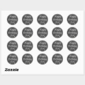 Sticker Rond Chalboard Chalked White Frame Joyeux Anniversaire (Feuille)
