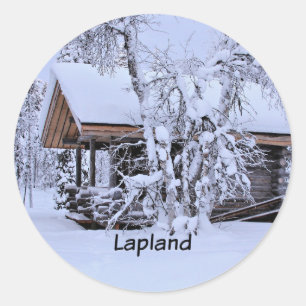 Sticker Rond Chalet en Laponie