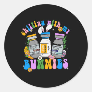 Sticker Rond Chaleur avec mes lapins Retro jour de Pâques Soins