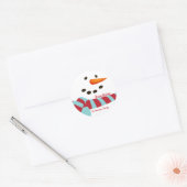 Sticker Rond Chaleureux, Vacances Snowman (Enveloppe)