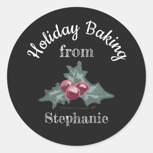 Sticker Rond Chalk Art Holly Christmas Baking Godies maison (Devant)