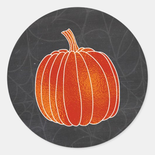 Sticker Rond Chalk Citrouille d'automne de l'Orange brillant (Devant)