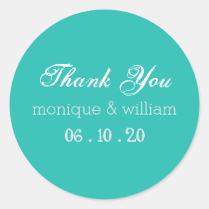 Sticker Rond Chalk Flourdir Turquoise Rustic Mariage Merci