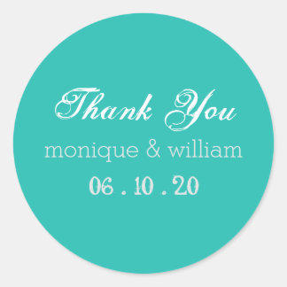 Sticker Rond Chalk Flourdir Turquoise Rustic Mariage Merci