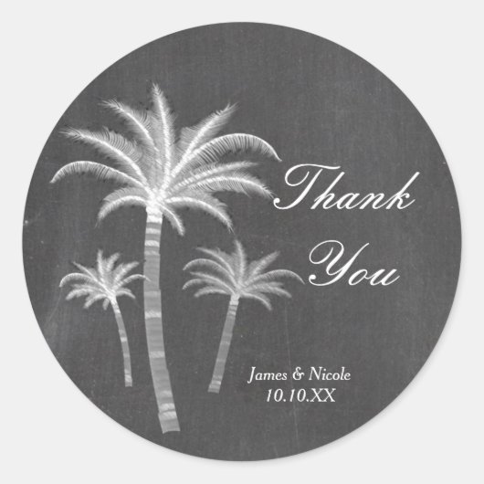 Sticker Rond Chalk Palm Trees Destination Voyage Favoriser Stic (Devant)