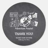 Sticker Rond Chalkboard Adventure Attend le Baby shower (Devant)