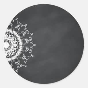 Sticker Rond Chalkboard Blackboard Floral Swirl Personnaliser