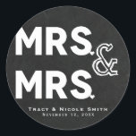 Sticker Rond Chalkboard Chalk Mme. & Mme Mariage Fiançailles<br><div class="desc">Customize however you want.</div>