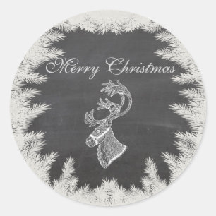 Sticker Rond Chalkboard chic vacances Noël rennes hiver