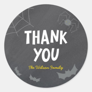 Sticker Rond Chalkboard Créatures Frightful Halloween Merci