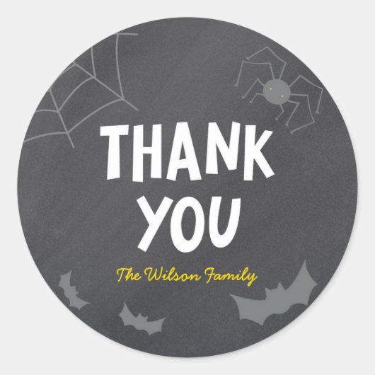 Sticker Rond Chalkboard Créatures Frightful Halloween Merci (Devant)