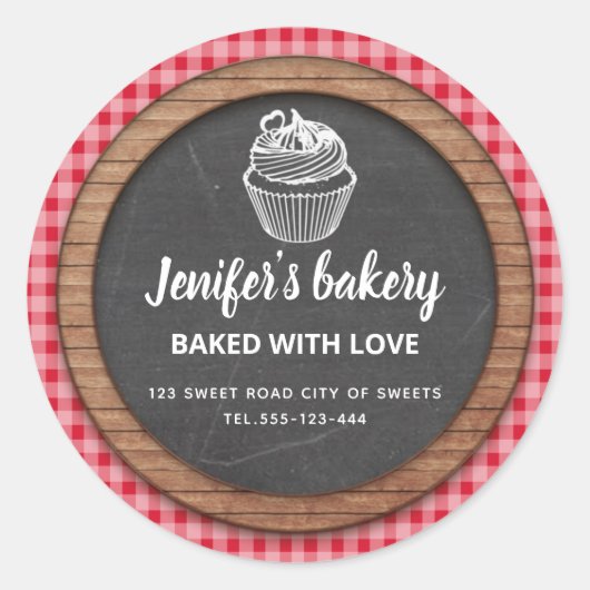Sticker Rond Chalkboard cupcakes et friandises maison (Devant)