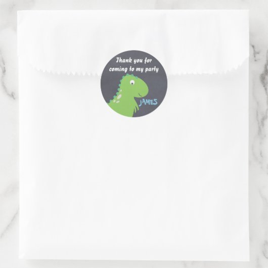 Sticker Rond Chalkboard Dinosaur Anniversaire (Sac)