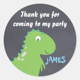 Sticker Rond Chalkboard Dinosaur Anniversaire