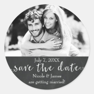Sticker Rond Chalkboard ENREGISTRER LA DATE Chalk Mariage Photo