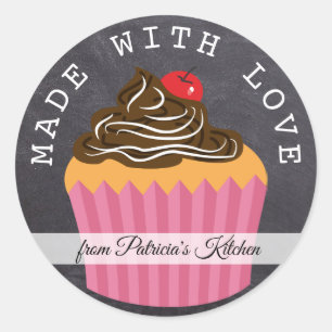 Sticker Rond Chalkboard Fabriqué Avec Amour De La Cuisine De