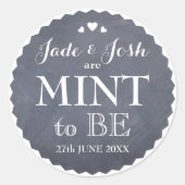 Sticker Rond Chalkboard Hearts Mariage Mint Favoriser Round (Devant)