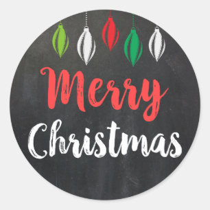 Sticker Rond Chalkboard Joyeux Cartes de fin de année de Noël É
