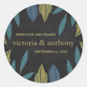 Sticker Rond Chalkboard Leaf Wedding Favoriser (Devant)
