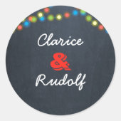 Sticker Rond Chalkboard Lights Holiday Personnalisé (Devant)