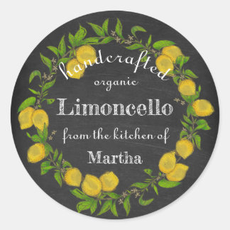 Sticker Rond Chalkboard limoncello citron d'aquarelle