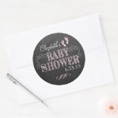 Sticker Rond Chalkboard Look Baby shower rose (Enveloppe)