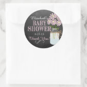 Sticker Rond Chalkboard Look Mason Jar Baby shower Fleurs roses (Sac)