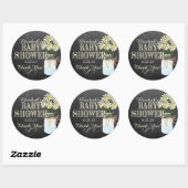 Sticker Rond Chalkboard Look Mason Jar - Baby shower Jaune (Feuille)