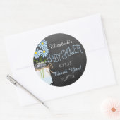 Sticker Rond Chalkboard Look Mason Jar Fleurs Bleues Fleurs Fav (Enveloppe)