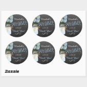 Sticker Rond Chalkboard Look Mason Jar Fleurs Bleues Fleurs Fav (Feuille)