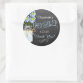 Sticker Rond Chalkboard Look Mason Jar Fleurs Bleues Fleurs Fav (Sac)