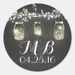 Sticker Rond chalkboard lumières rustiques mason jarres mariage