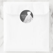 Sticker Rond Chalkboard Mariage robe Fête des mariées Favoriser (Sac)