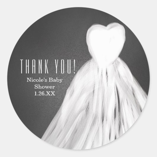 Sticker Rond Chalkboard Mariage robe Fête des mariées Favoriser (Devant)