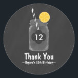 Sticker Rond Chalkboard Mason Jar Anniversaire Fête Favoriser S<br><div class="desc">Chalkboard Mason Jar Anniversaire Fête Favoriser Sticker. Customisez avec tout texte. Des éléments correspondants sont disponibles.</div>