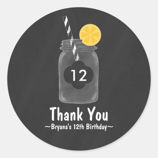 Sticker Rond Chalkboard Mason Jar Anniversaire Fête Favoriser S (Devant)