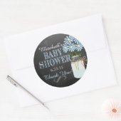 Sticker Rond Chalkboard Mason Jar Blue Boy Baby shower (Enveloppe)