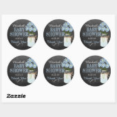Sticker Rond Chalkboard Mason Jar Blue Boy Baby shower (Feuille)