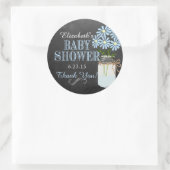 Sticker Rond Chalkboard Mason Jar Blue Boy Baby shower (Sac)