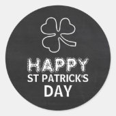 Sticker Rond Chalkboard Shamrock, Saint Patrick's Day (Devant)