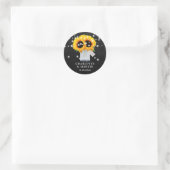 Sticker Rond Chalkboard Sunflower Mason Jar Monogramme Mariage (Sac)