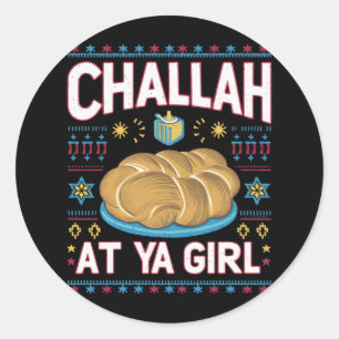 Sticker Rond Challah à toi fille Nourriture drôle de Hanukkah C