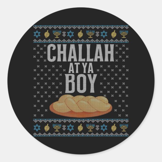 Sticker Rond Challah À Ya Boy Drôle Mauvais Hanoukka Juif (Devant)