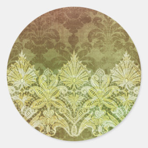 STICKER ROND CHAMBRE D'HÉRITAGE ABERDEEN, LACE & DAMASK : GOLD 
