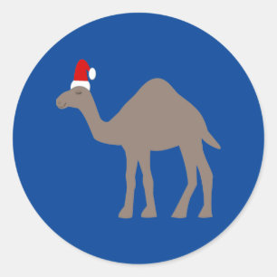 Sticker Rond Chameau de Noël mignon