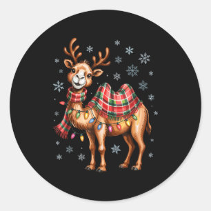 Sticker Rond Chameau drôle Noël Mignon Amateurs d'animaux Fête